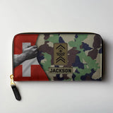 Personalized Swiss Military Veteran Custom Name Leather Wallet KVH231391