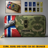 Personalized Norwegian Veteran Rank Camo Custom Name Leather Wallet KVH231389
