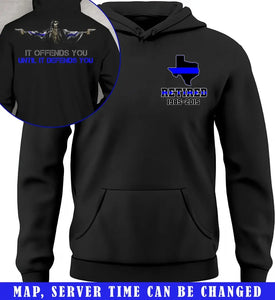 Personalized Thin Blue Line Retired US State Flag Custom Served Times Hoodie 2D Printed 231398AHVH