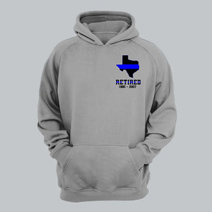Personalized Thin Blue Line Retired US State Flag Custom Served Times Hoodie 2D Printed 231398AHVH