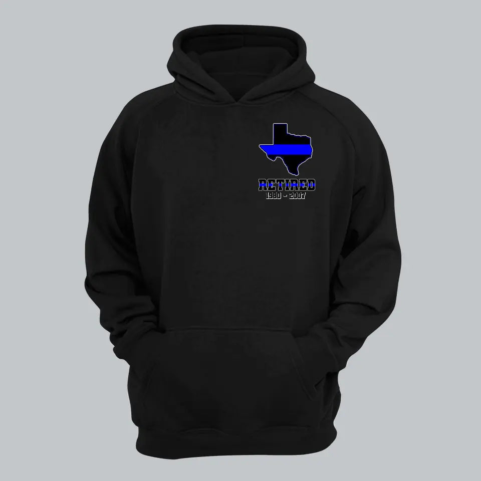 Personalized Thin Blue Line Retired US State Flag Custom Served Times Hoodie 2D Printed 231398AHVH