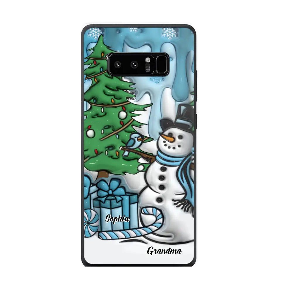 Personalized Grandma Snowman Custom Kid's Name Christmas Gift Phonecase Printed HN231402