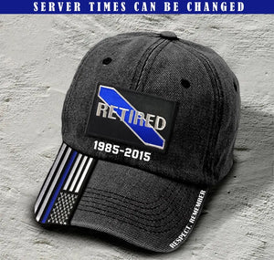 Personalized Thin Blue Line Retired US Custom Served Times Cap 231412AHVH