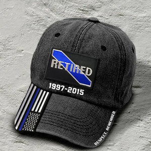 Personalized Thin Blue Line Retired US Custom Served Times Cap 231412AHVH
