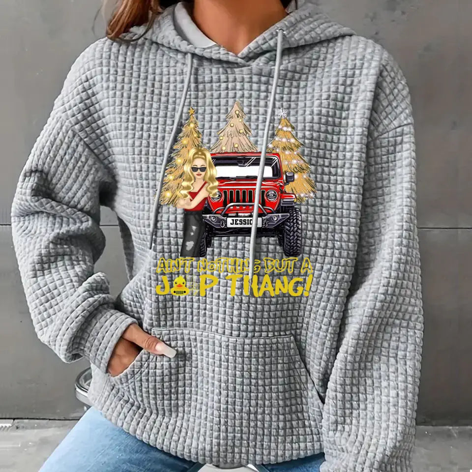 Personalized Christmas Ain't Nothing But A Jeep Thang Hooded Plaid Solid 2D Printed QTVQ1400