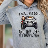 Personalized A Girl Her Dogs And Her Jeep Hoodie 2D Printed KVH231415