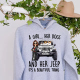Personalized A Girl Her Dogs And Her Jeep Hoodie 2D Printed KVH231415