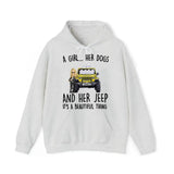 Personalized A Girl Her Dogs And Her Jeep Hoodie 2D Printed KVH231415