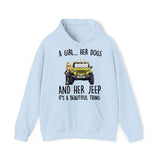 Personalized A Girl Her Dogs And Her Jeep Hoodie 2D Printed KVH231415