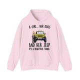 Personalized A Girl Her Dogs And Her Jeep Hoodie 2D Printed KVH231415