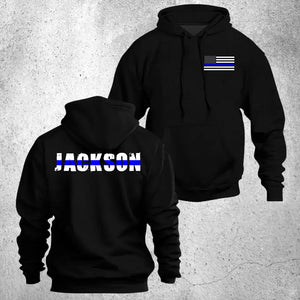Personalized US Blue Thin Line Custom Last Name Hoodie 2D Printed QTHN1417