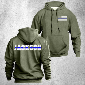 Personalized US Blue Thin Line Custom Last Name Hoodie 2D Printed QTHN1417
