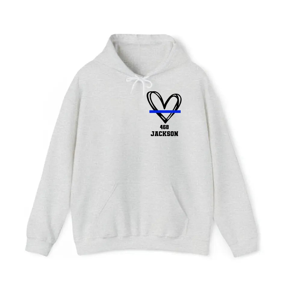 Personalized Thin Blue Line Law Enforcement Wife Custom Badge Number And Name Hoodie 2D Printed QTHN1427