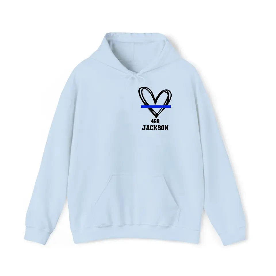 Personalized Thin Blue Line Law Enforcement Wife Custom Badge Number And Name Hoodie 2D Printed QTHN1427