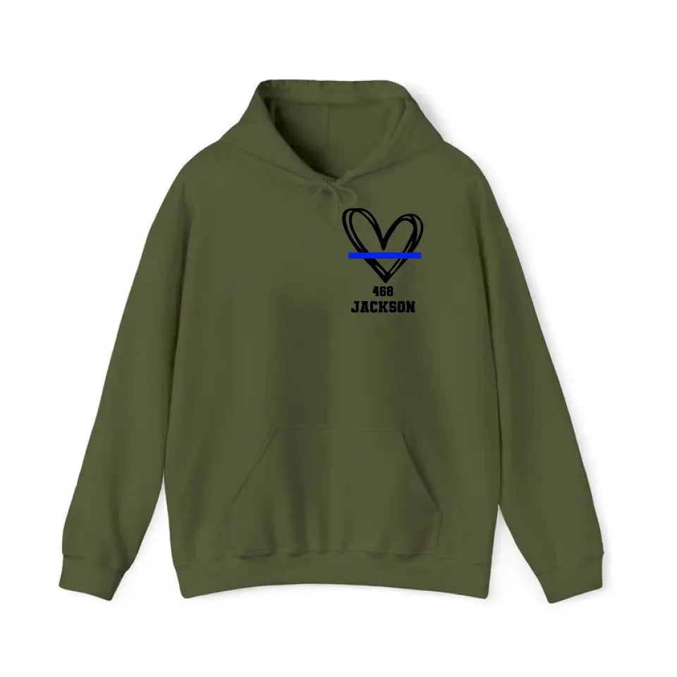 Personalized Thin Blue Line Law Enforcement Wife Custom Badge Number And Name Hoodie 2D Printed QTHN1427