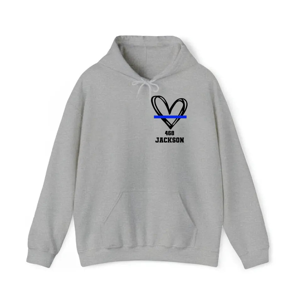 Personalized Thin Blue Line Law Enforcement Wife Custom Badge Number And Name Hoodie 2D Printed QTHN1427