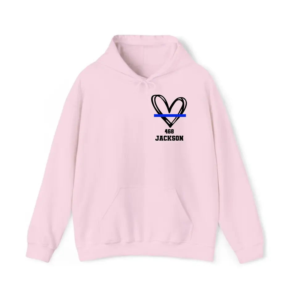 Personalized Thin Blue Line Law Enforcement Wife Custom Badge Number And Name Hoodie 2D Printed QTHN1427