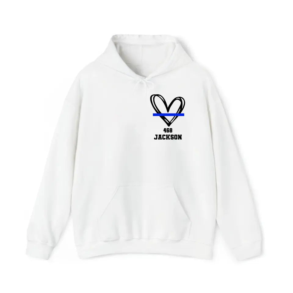 Personalized Thin Blue Line Law Enforcement Wife Custom Badge Number And Name Hoodie 2D Printed QTHN1427