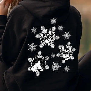 Personalized Upload Your Cat Photo Snowflakes Hoodie 2D Printed MTVQ231429