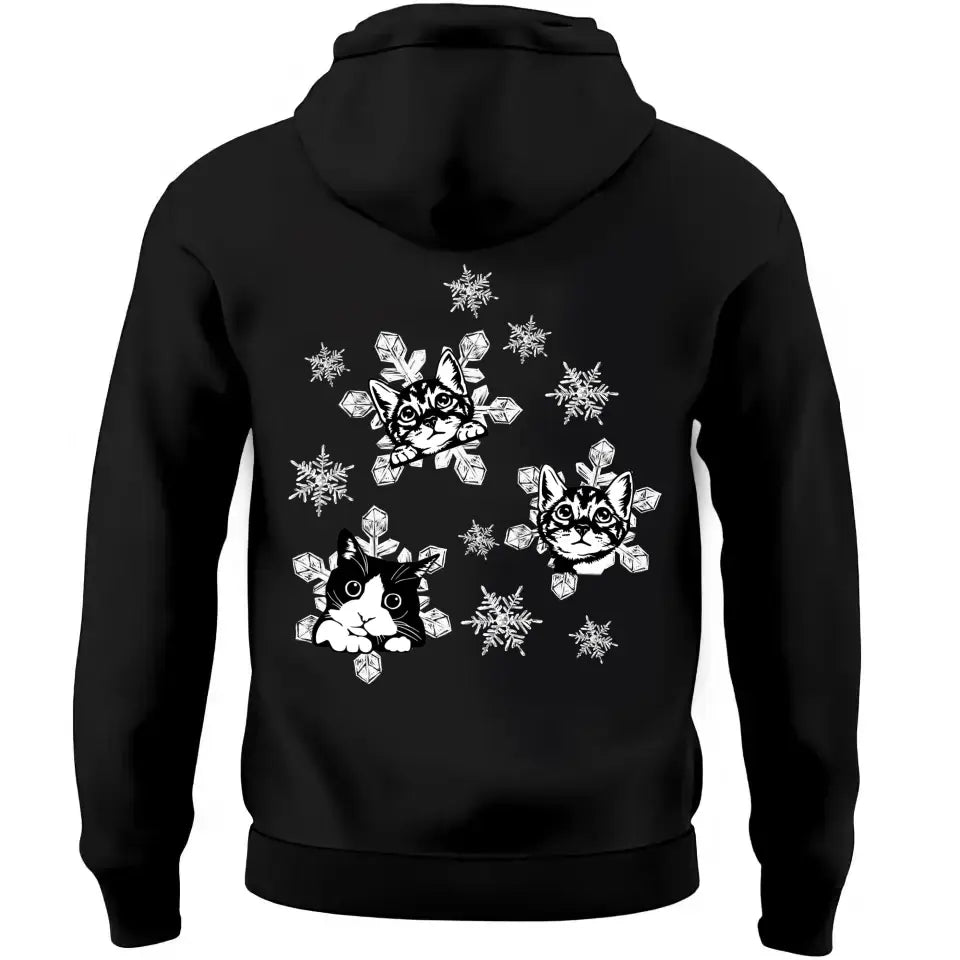 Personalized Upload Your Cat Photo Snowflakes Hoodie 2D Printed MTVQ231429