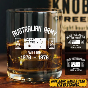 Personalized Australian Veteran Rank Name Whiskey Glass 3D Printed 231435AHVA