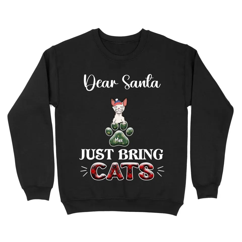 Personalized Dear Santa Just Bring Cats Christmas Gift Sweatshirt Printed MTHN231445