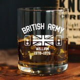Personalized British Veteran Rank Name Whiskey Glass Printed 231446AHVA