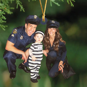 Personalized Upload Your Photo Police Family Acrylic Ornament Printed KVH231454