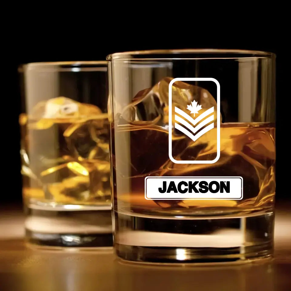 Personalized Canadian Solider/ Veteran Rank Name Whiskey Glass 3D Printed  22DEC-HQ05