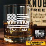Personalized US Veteran/Retired Whiskey Glass Printed 231460AHVA