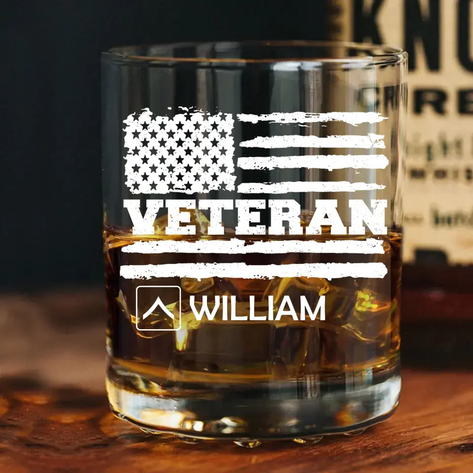 Personalized US Veteran/Retired Whiskey Glass Printed 231460AHVA
