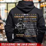 Personalized I Am A Grumpy Veteran I Served I Sacrificed I Don't Regret I Don't Care Hoodie 2D Printed KVH1481