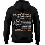 Personalized I Am A Grumpy Veteran I Served I Sacrificed I Don't Regret I Don't Care Hoodie 2D Printed KVH1481