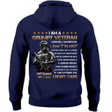 Personalized I Am A Grumpy Veteran I Served I Sacrificed I Don't Regret I Don't Care Hoodie 2D Printed KVH1481