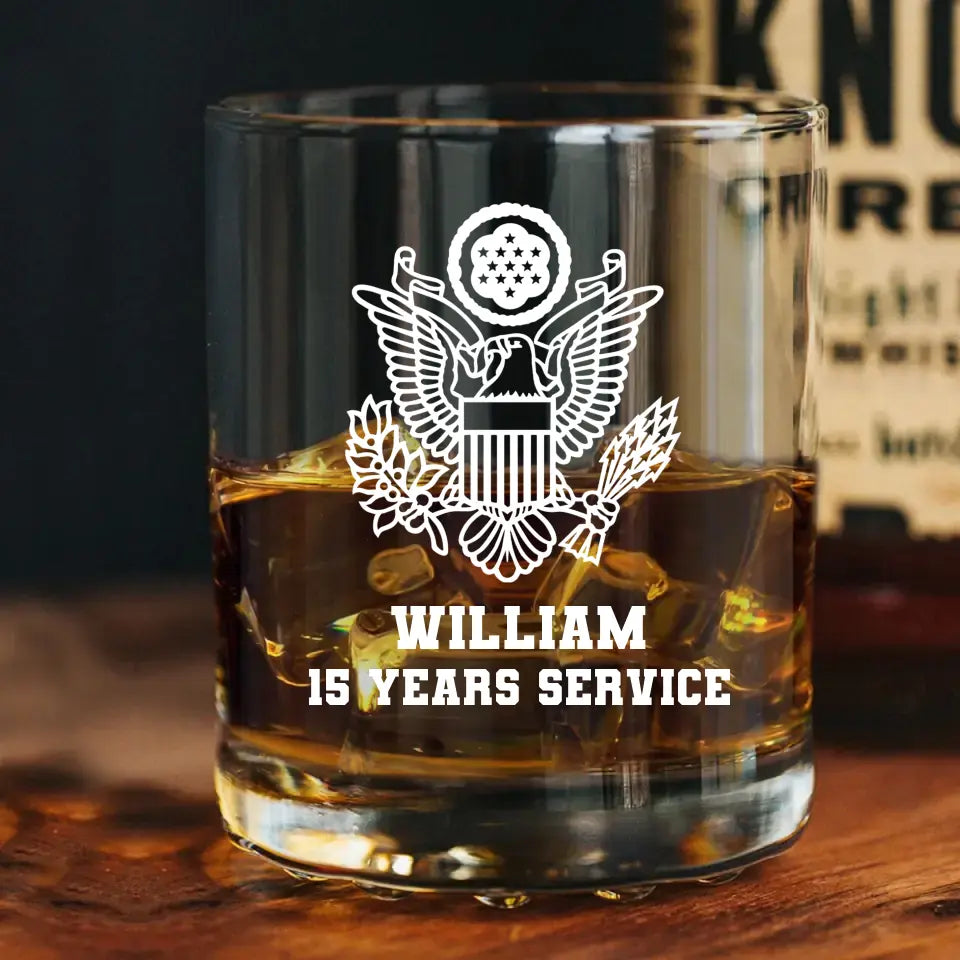Personalized Retired Veteran Custom Name & Time Whiskey Glass Printed QTHN231486