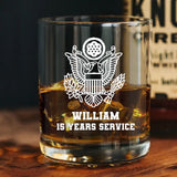 Personalized Retired Veteran Custom Name & Time Whiskey Glass Printed QTHN231486