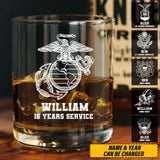 Personalized Retired Veteran Custom Name & Time Whiskey Glass Printed QTHN231486