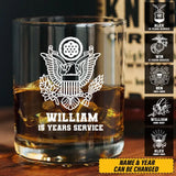 Personalized Retired Veteran Custom Name & Time Whiskey Glass Printed QTHN231486