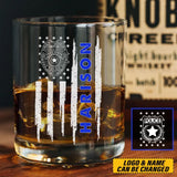 Personalized US Law Enforcement Thin Blue Line Whiskey Glass Printed 231484AHVA
