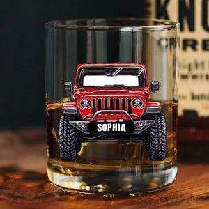 Personalized Jeep & Name Whiskey Glass Printed HN231493