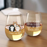 Personalized Good Morning Human Servant Your Tiny Furry Overlords Cat Lovers Gift Wine Glasses Printed LVA231494