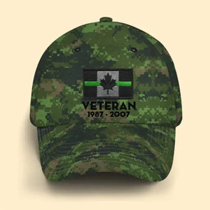 Personalized Canadian Armed Forces Veteran Retired Custom Served Time Cap QTKH1501