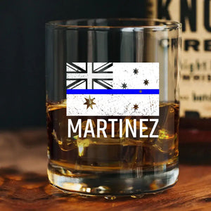 Personalized Australia Thin Blue Line Thin Red Line Custom Name Whiskey Glass Printed QTLVA1516