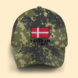 Personalized Danish Veteran Retired Custom Served Time Cap QTKH1523