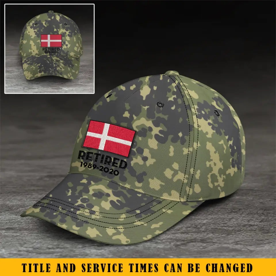 Personalized Danish Veteran Retired Custom Served Time Cap QTKH1523