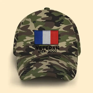 Personalized French Veteran Retired Custom Served Time Cap QTKH1523