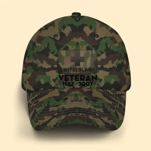 Personalized Swiss Veteran Retired Custom Served Time Cap QTKH1523