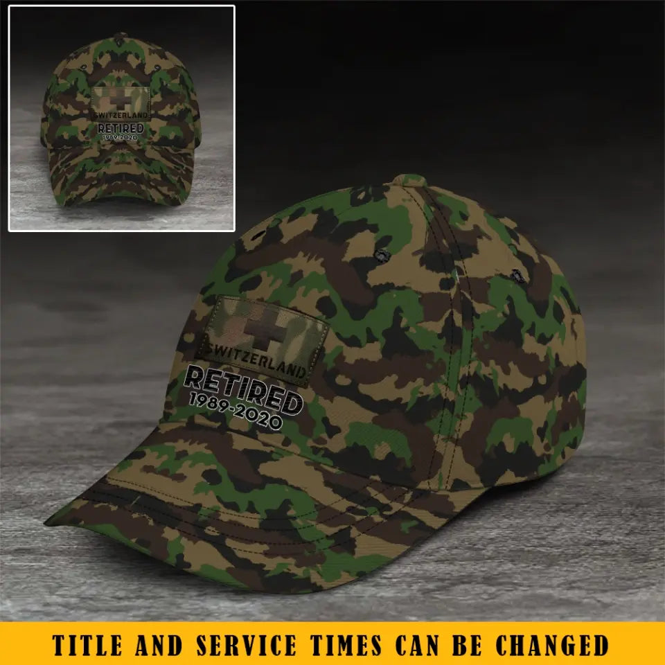 Personalized Swiss Veteran Retired Custom Served Time Cap QTKH1523