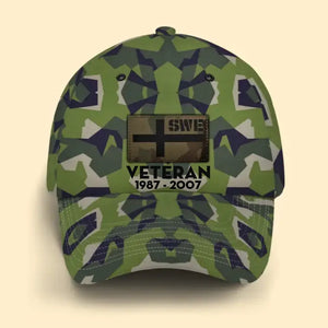 Personalized Swedish Veteran Retired Custom Served Time Cap QTKH1523