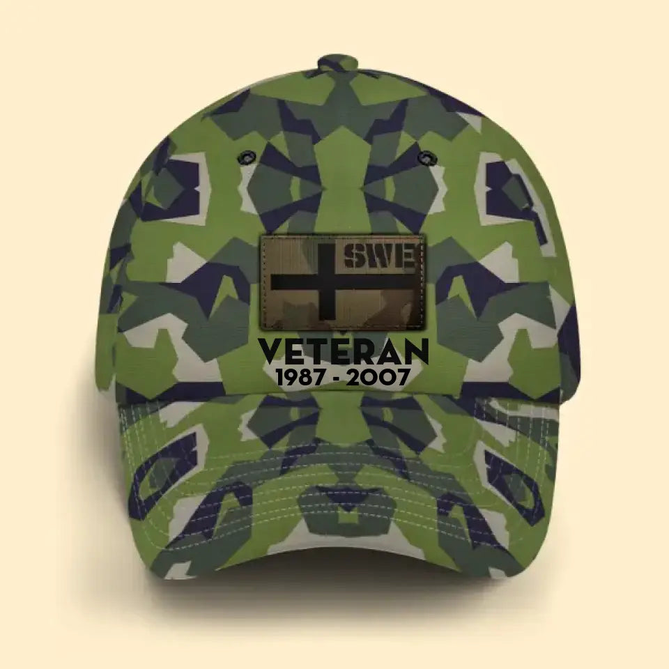 Personalized Swedish Veteran Retired Custom Served Time Cap QTKH1523
